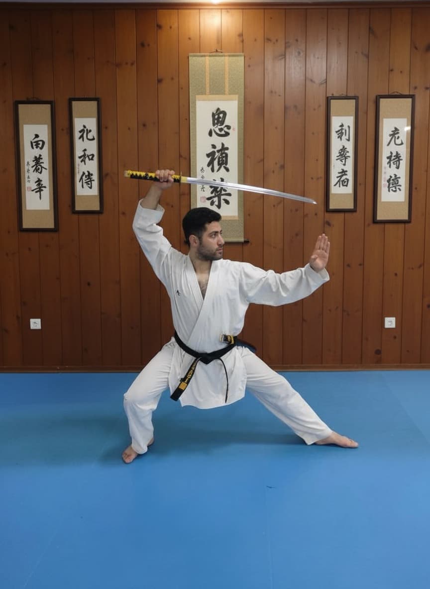 Shotokan Karate athlete training for high-level competition