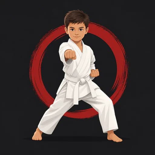 Young karate student practicing a basic Shotokan stance